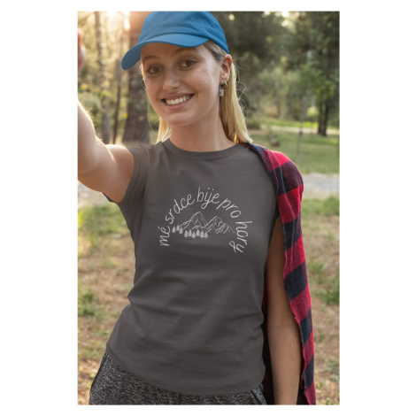 Dámské tričko Mé srdce bije pro hory Barva: Tmavá břidlice