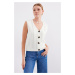 Bigdart 15882 Buttoned Short Knitwear Vest - White