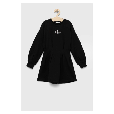 Dětské bavlněné šaty Calvin Klein Jeans černá barva, mini