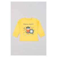 Dětské bavlněné tričko s dlouhým rukávem zippy žlutá barva, s potiskem