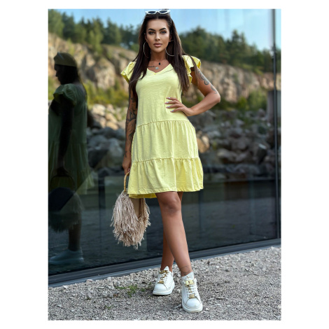 Světle žluté bavlněné volánové šaty od MAYFLIES Fashionhunters