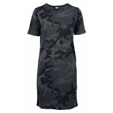 Urban Classics Dámské tričkové šaty s kamufláž vzorem Šaty tmavě maskáčová