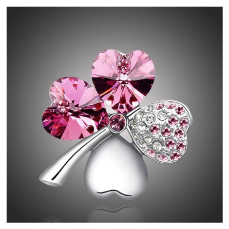 Sisi Jewelry Brož Swarovski Elements Čtyřlístek - různé barvy B1060-X9554/5 Růžová