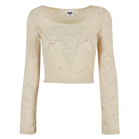 Ladies Cropped Lace Longsleeve - softseagrass Urban Classics
