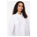 Trendyol White Applique Flower Detailed Cotton Woven Shirt