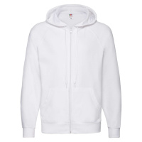 White Men's Hoodie Lightweight Zip Thru Hooded Sweat Fruit of the Loom