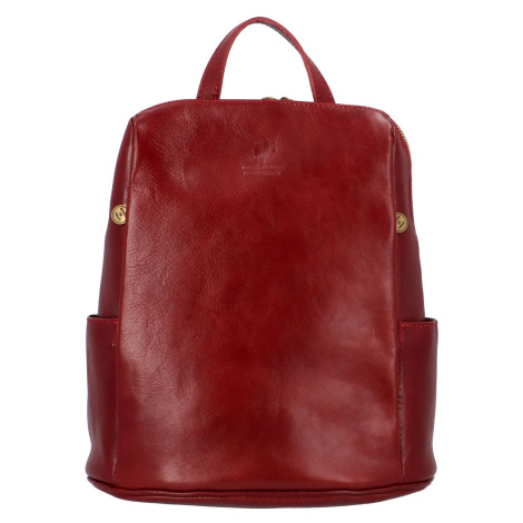Luxusní dámský kožený batoh Sandro, červená Delami Vera Pelle