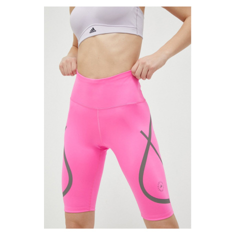 Běžecké šortky adidas by Stella McCartney růžová barva, s potiskem, high waist