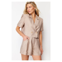 Trendyol Camel Pocket Detailed Woven Linen Look Shorts