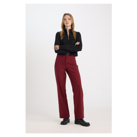 DEFACTO Pants Wide Leg Wide Leg High Waist Basic Plain Standard Length