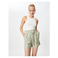 Koton Belted Shorts With Pocket Viscose