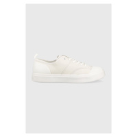 Kožené sneakers boty Calvin Klein LOW TOP LACE UP LTH bílá barva, HM0HM01045
