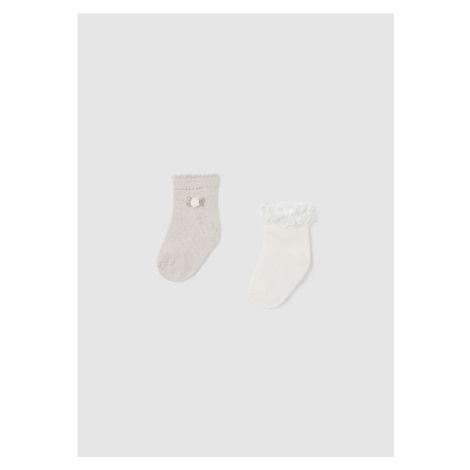 2 pack ponožek s krajkou bílo-zlaté BABY Mayoral