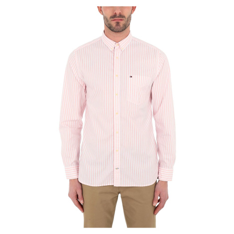 Tommy Hilfiger Shirt - ORGANIC OXFORD STRIPE SHIRT pink-white