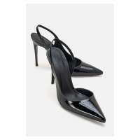 LuviShoes Twine Black Patent Leather Women's Heeled Shoes