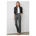Trendyol Gray Checked Wide Leg Trousers