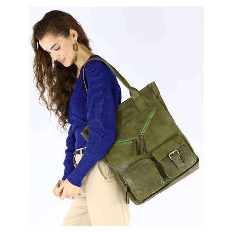 Kožená shopper bag kabelka Mazzini VS31 zelená Marco Mazzini handmade