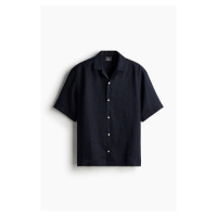 H & M - Lněná košile resort Relaxed Fit - modrá