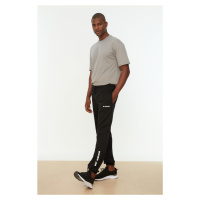 Trendyol Black Regular/Normal Fit Elastic Leg Laced Text Printed Sweatpants