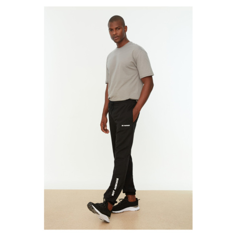 Trendyol Black Regular/Normal Fit Elastic Leg Laced Text Printed Sweatpants
