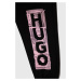 Dětské bavlněné tepláky HUGO černá barva, s potiskem