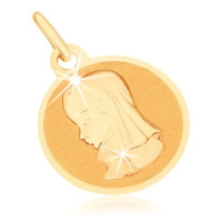 Zlatý přívěsek 375 - kruhový plochý medailon, Panna Marie