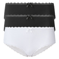 esmara® Dámské kalhotky s BIO bavlnou, 3 kusy (černá/bílá)