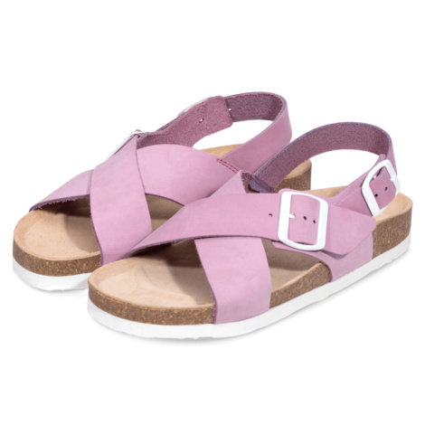 Vasky Cross Pink - Dámské kožené sandály růžové česká výroba ze Zlína