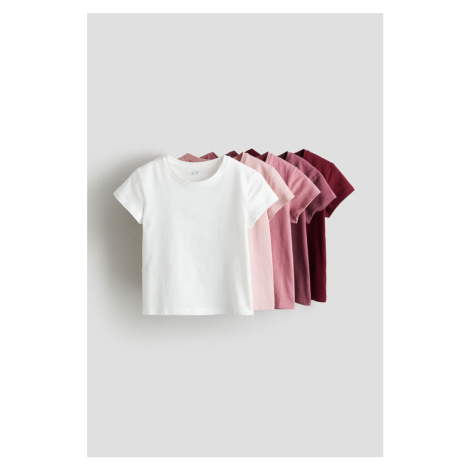 H & M - Bavlněná trička: balení po 5 - červená H&M