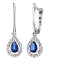 SILVEGO Diamantové visací náušnice (0,18 ct + 0,44 ct) ZORA s pravým safírem DNN1544EBS