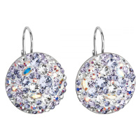 Stříbrné náušnice visací s krystaly Swarovski fialové kulaté 31161.3 Violet