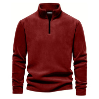 49143 Dewberry Half Zipper Stand Collar Mens Fleece-BORDEAUX