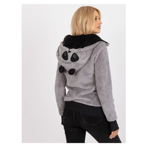 Gray women's fur sweatshirt with a zipper SUBLEVEL Fashionhunters