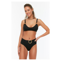 Trendyol Black High Waist Bikini Bottoms With Accessory Details