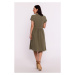 B279 Zavinovací šaty vázané v pase - olivově zelené