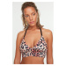 Trendyol Leopard Print Halterneck Gipe Detail Bikini Top