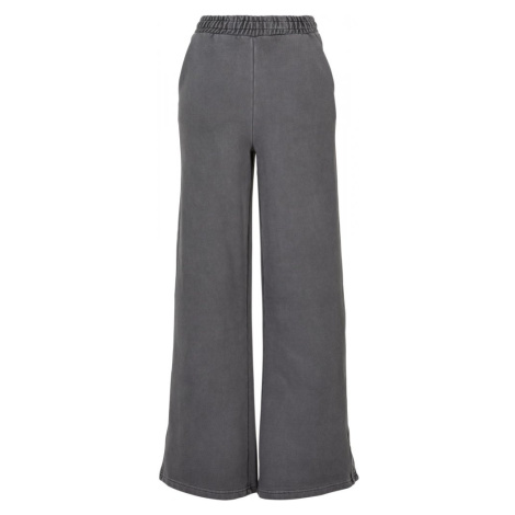 Ladies Heavy Terry Garment Dye Slit Pants - darkshadow Urban Classics