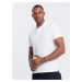 BASIC men's single color pique knit polo shirt - white V4 OM-POBS-0100