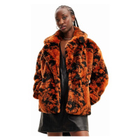 Bunda Desigual 23WWEW69 WOMAN WOVEN FAKE FUR dámská, oranžová barva, zimní