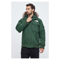 Péřová bunda The North Face pánská, zelená barva, zimní
