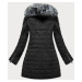 Černý dámský zimní kabát s kožešinou (LD5520BIG)