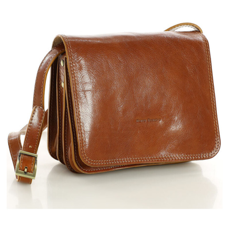 Kožená crossbody kabelka Mazzini M17M8 camel