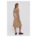 Vlněné šaty Lauren Ralph Lauren béžová barva, midi, áčkové