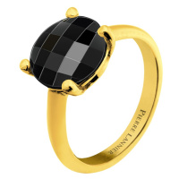 Pierre Lannier Pozlacený prsten s černým achátem Multiples BJ06A323 52 mm