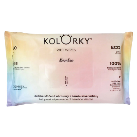 Kolorky Wet Wipes Bamboo 100% biodegradibilní dětské vlhčené ubrousky z bambusové viskózy 60 ks