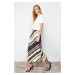 Trendyol Multicolored Satin Patterned A-line Midi Woven Skirt