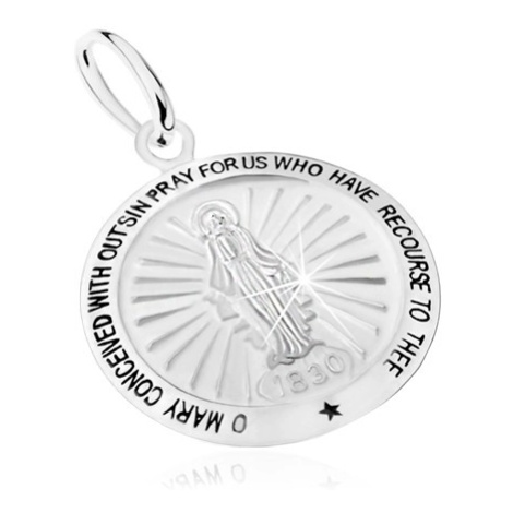 Přívěsek ze stříbra 925, motiv zázračné medaile - Panna Marie, modlitba Šperky eshop