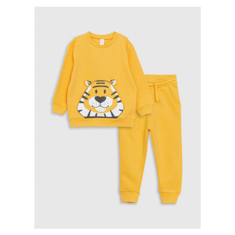 LC Waikiki Crew Neck Long Sleeve Printed Baby Boy Sweatshirt and Tracksuit Bottom 2-Set