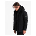 Černá pánská prošívaná zimní bunda s kapucí Ombre Clothing