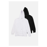 Trendyol Black and White Men's 2-Pack Regular/Normal Cut Basic Hooded Sweatshirt